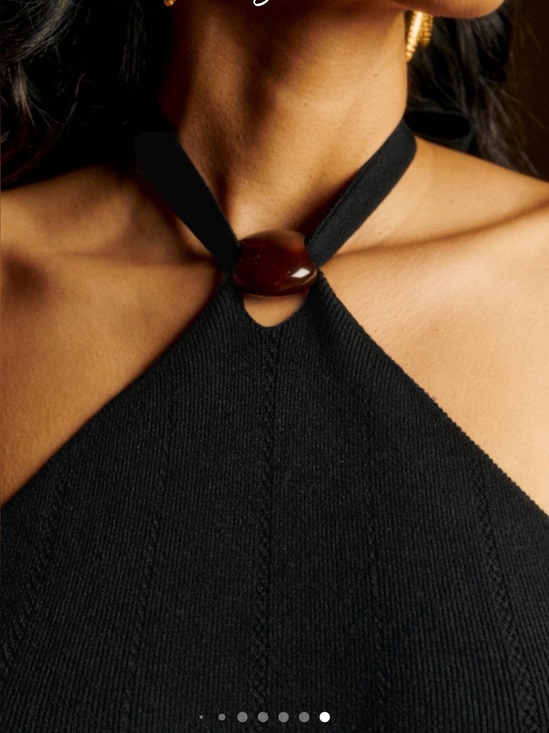 Sezane Tops - Sézane Luce top in black halter top with brown stone accent